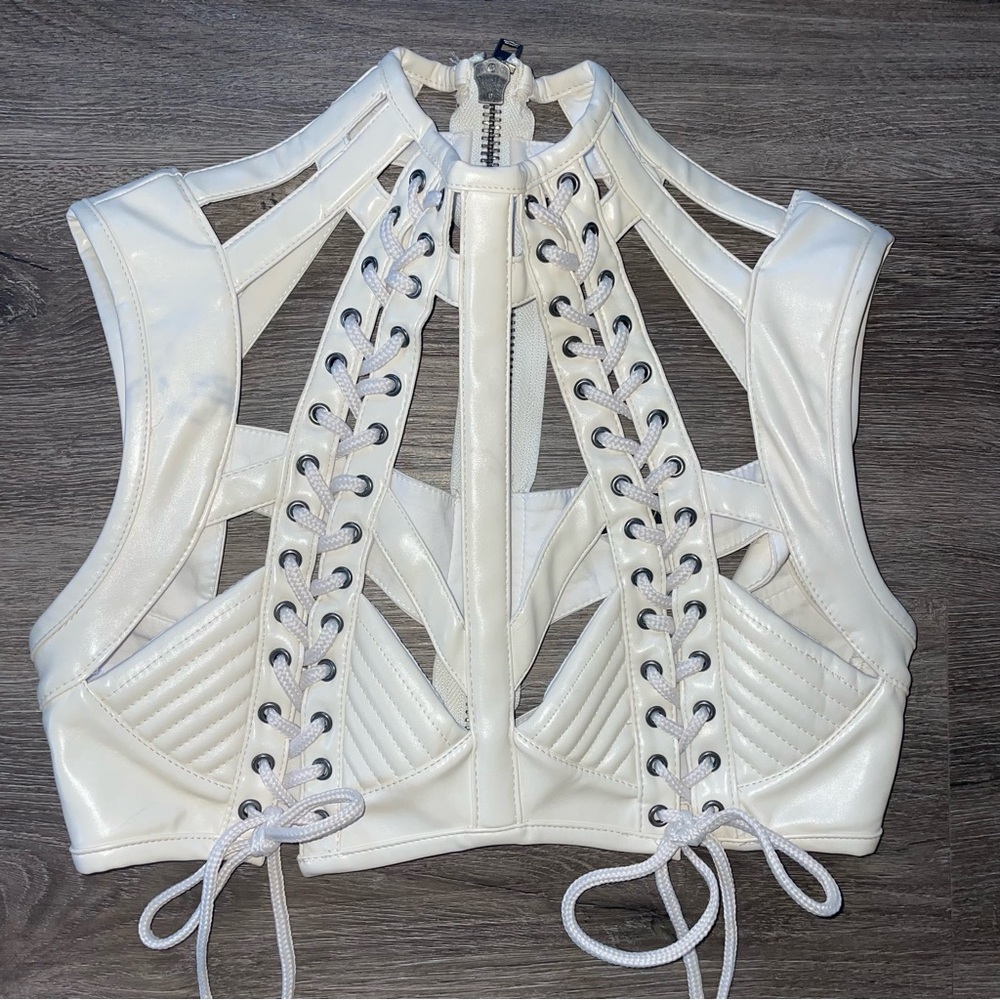 Dolls Kill Rude Awakening Harness Bra Top by Club Exx
